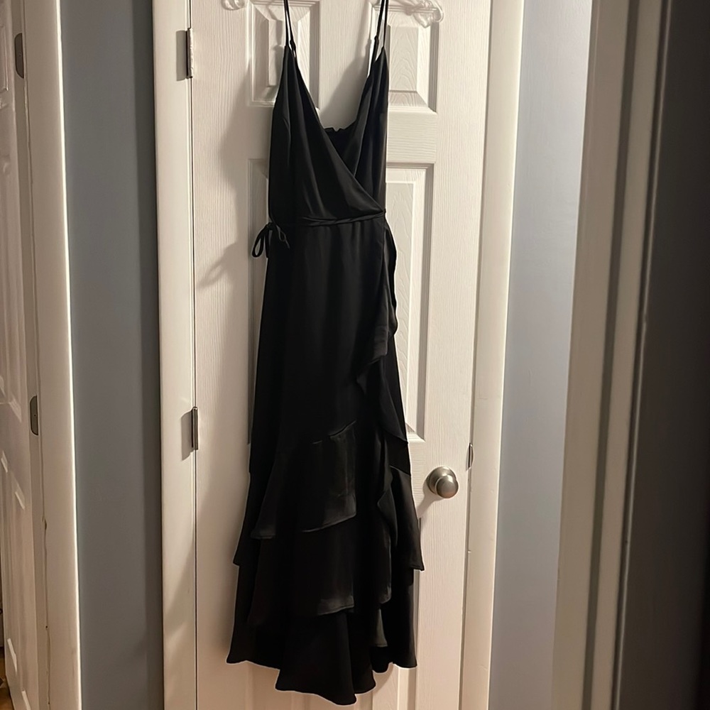 Nine West Black Ruffled Midi Dress